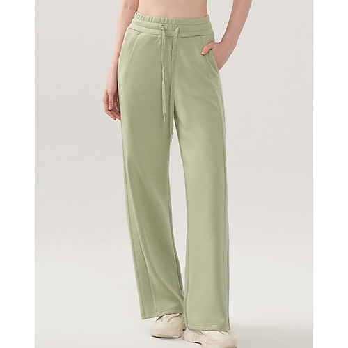 Damen Jogginghose Hose mit weitem Bein Jogginghosen Kordelzug Tasche Hohe Taille Unterteile Fitnessstudio Athleisure Trainieren Frühling Herbst Baumwolle Elastisch Atmungsaktiv Fitnesstraining Image