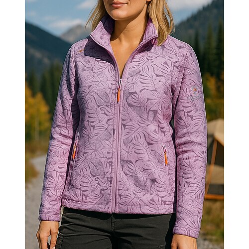 Damen Outdoorjacke Wanderjacke Fleecejacke Außen Wasserdicht Winddicht Wanderoutfits Wanderbekleidung Winter Herbst Oberteil Fleece Camping / Wandern / Höhlenforschung Laufen Weiß Violett Purpur Image