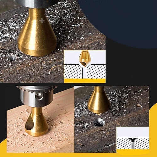 4-teiliges Set 2-5-10-15-20 Kegelbohrer Kegellochschneider Stahl Senkkopf Senker Entgratbohrer Image