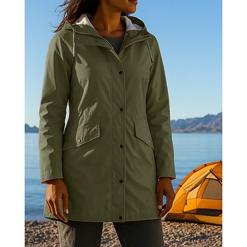 Damen Regenmantel Außen Wasserdicht Winddicht Wanderoutfits Wanderbekleidung Winter Herbst Oberteil Camping / Wandern / Höhlenforschung Laufen Einfarbig Schwarz Gelb Rosa Image