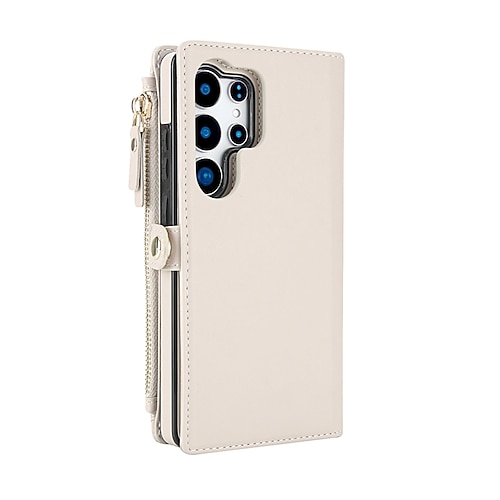 Handy Hülle Handyhüllen Für Samsung Galaxy S25 S25 Edge S24 S24 FE S23 Ultra Plus S22 Plus Ultra A16 A55 5G A35 5G A15 Brieftaschenhülle Reisverschluss mit Trageriemen Kartenfach Retro TPU PU-Leder Image