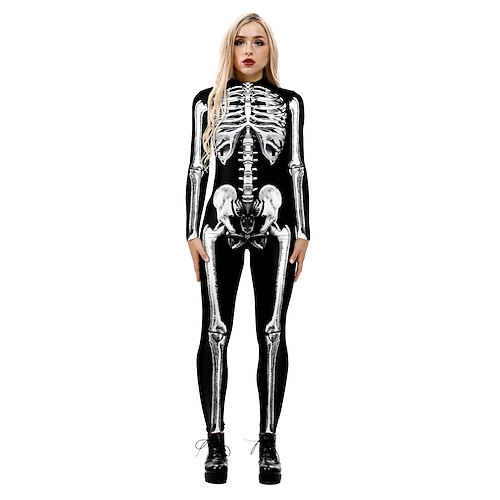 Cosplay Kostüm Ganzkörperanzug Bodysuit Totenkopf Einteiler Kinder Erwachsene Damen Karneval Maskerade Party Leistung Verkleiden