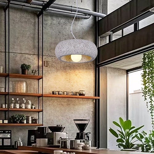 Hängeleuchte im Landhausstil aus Polystyrol, 40 cm Durchmesser, ausgehöhltes rundes Design, warmweißes/weißes Licht, G9, verstellbare Kette Image