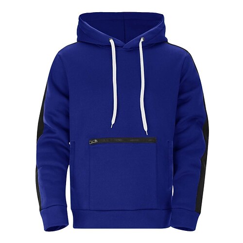 Herren Kapuzensweatshirt Fleece Kapuzensweatshirt Armeegrün Burgunderrot Marineblau Königsblau Purpur Mit Kapuze Farbblock Patchwork Farbblock Sport Outdoor Lässig Täglich Streetwear Cool Designer Image