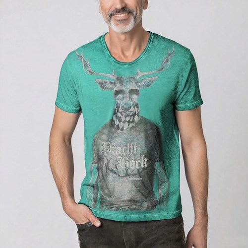 T-Shirt Lederhosen T-Shirt Match Bayerisch München Deutsch alpin Erbe T-Shirt Ärmel Grafik für Herren Erwachsene 3D-Druck für Karneval Oktoberfestbier Party Image