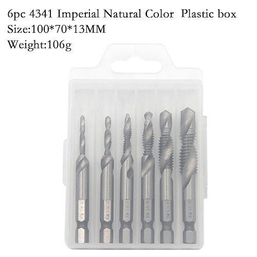 6 stücke 1/8-3/8 zoll gewinde hss kombination bohrer bit set 1/4 zoll sechskantschaft entgraten senker bits Image