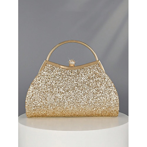 Glitzernde Abend-Clutch für Damen – funkelnde goldene Handtasche mit Kettenriemen, elegante Partytasche für Hochzeiten, Abschlussbälle und Cocktailveranstaltungen