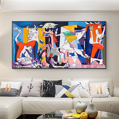 Mintura handgefertigte Ölgemälde-Reproduktion von Pablo Picasso Guernica auf Leinwand, Wandkunst, Dekoration, modernes Wohndekor, Bilder für die Inneneinrichtung, gerolltes, rahmenloses, ungedehntes Image