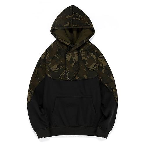 Herren Lässige Oberteile Hoodie Sweatshirts Mit Kapuze Langarm Oberteil Athleisure Sonnenschutz Winddicht Wandern Training sportlich Sportbekleidung Sportkleidung Tarnung Schwarz Armeegrün