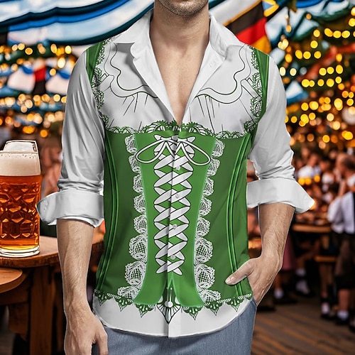 Hawaii-Hemden Aloha-Hemd Bayerisch München Deutsch Lässig Bayerisch Grafik für Herren Erwachsene 3D-Druck für Karneval Oktoberfestbier Urlaub Party Image
