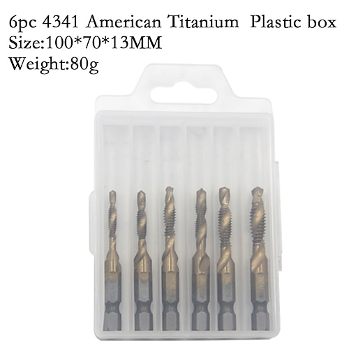 6 Stück hss4341- Verbundgewindebohrer Kobaltgewindebohrer amerikanische Kombinationsbohrer 1/4 Zoll Sechskant-Schnellwechsel-Metallbohrwerkzeug Image