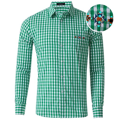 Oktoberfest Kariert Lederhosenhemd Bayerisch Deutsch Wiesn Herren Karneval Bier Festival Stoff im traditionellen Stil Hemd Image