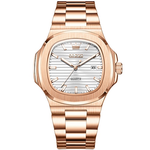 OLEVS Damen Herren Quarzuhr Luxus Großes Ziffernblatt Mode Geschäft leuchtend Kalender Wasserdicht Edelstahlband Beobachten Image