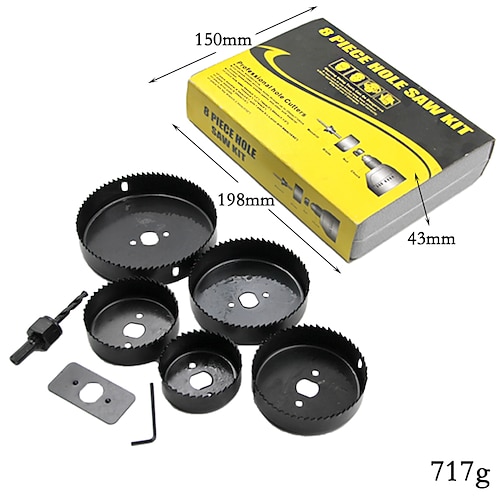 3-18-teiliges Holzbearbeitungs-Lochsägen-Set Bohrer aus Kohlenstoffstahl 19-127 mm Lochschneider-Set für Gipskartondecken-Holz-Lochsägen-Set Image