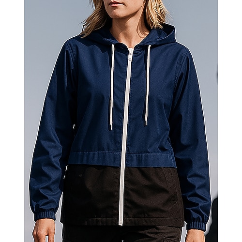 Damen Wanderjacke Regenmantel Außen Wasserdicht Winddicht Wanderoutfits Wanderbekleidung Frühling Herbst Oberteil Camping / Wandern / Höhlenforschung Laufen Patchwork Rosa Blau Dunkelblau Image