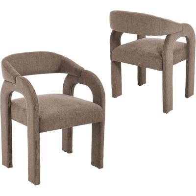 Esszimmerstühle 2er Set, gepolsterter Küchenstühle mit Curved Back Nordic Armlehnstuhl aus Chenille Image