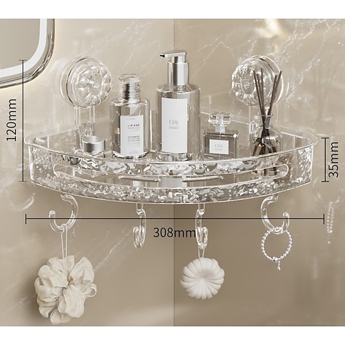 Étagère de rangement de luxe légère et sans perforation, étagère d'angle à ventouse, organisateur triangulaire de salle de bain, support mural sans perçage pour lavabo, pour articles de toilette et