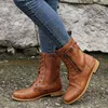 Weibliche Westernstiefel Cowboystiefel Damen Plested Damen Stiefeletten PU-Leder Schuhe Herbstschuhe Damen Booties Lady Plus Größe 43