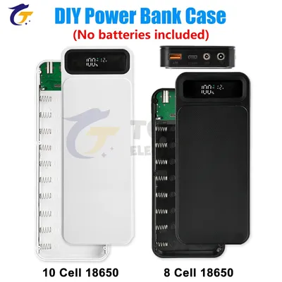 8/10 cell 18650 Battery DIY Power Bank Case Removable Solder-free Mobile Power Sleeve Charging Power Case Type C DC Adjustable