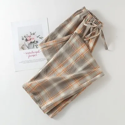 Lässige Herren-Schlafhose mit Karomuster, bequeme Nachtwäsche, Homewear, elastische Hose, erhältlich in verschiedenen Farben, Freizeitkleidung Image