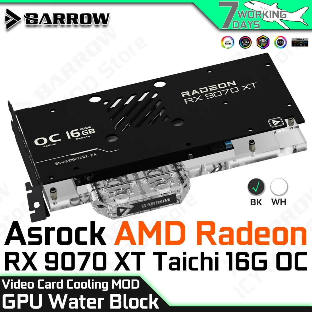 Grafikkarten-Kühlblock für Asrock AMD Radeon RX 9070XT Taichi 16G OC Barrow PC-Gehäuse GPU Wärmeableitung MOD BS-AMD9070XT-PA Image
