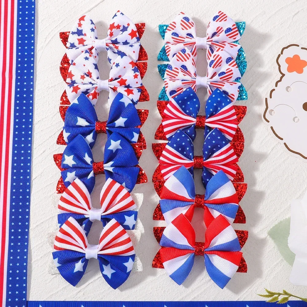 BABY BOWS 2 Stück 3D-Druck Sternband Haarschleifen Clips für Kinder Mädchen Schleife Haarnadel Kopfbedeckung Unabhängigkeitstag Haarschmuck Image