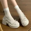 Mode frauen Mary Jane Schuhe Elegante Bogen Frauen High Heels Designer Runde Kappe Leder Schuhe Lolita Stil Plattform Frauen Schuhe