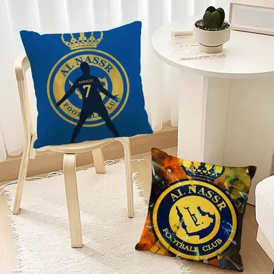 Cooler Al N-Nassr FC Fußball-Kissenbezug, Sofa, dekorativ, für Zuhause, Kopfteil, Schlafzimmer, Rückenlehnenkissen, quadratisches Kissen, Nickerchenzeit Image
