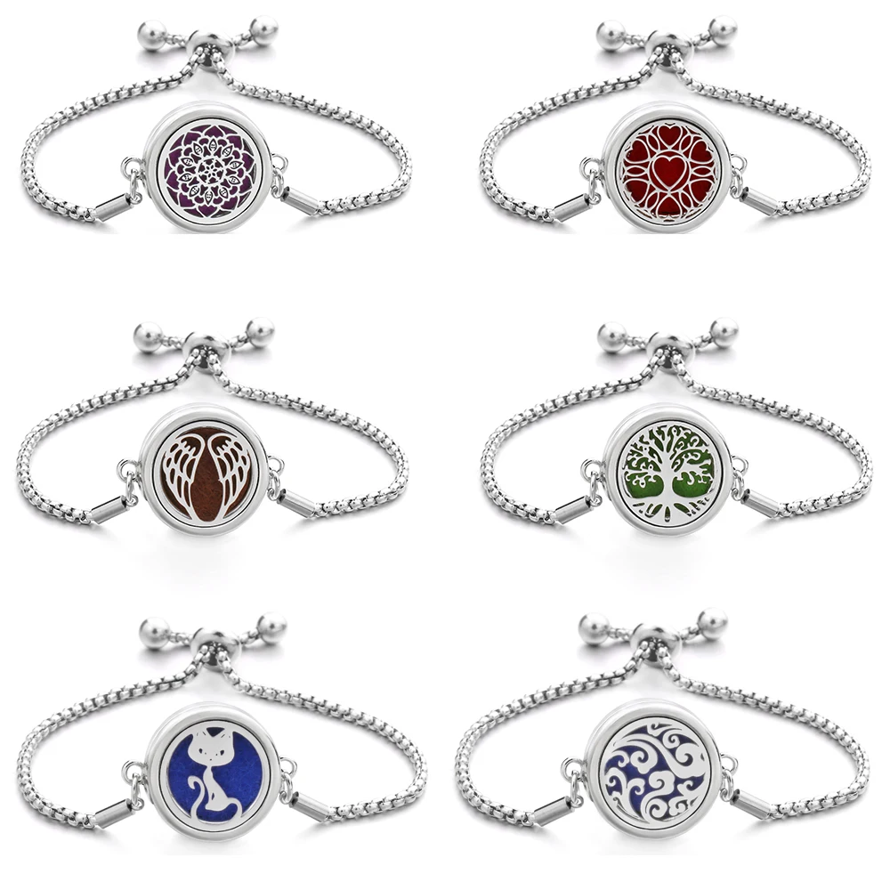 Aromatherapie-Armband, Baum des Lebens, offenes Medaillon-Armband, Diffusor-Armband für ätherische Öle, verstellbares Kettenarmband mit 10 Stück Image
