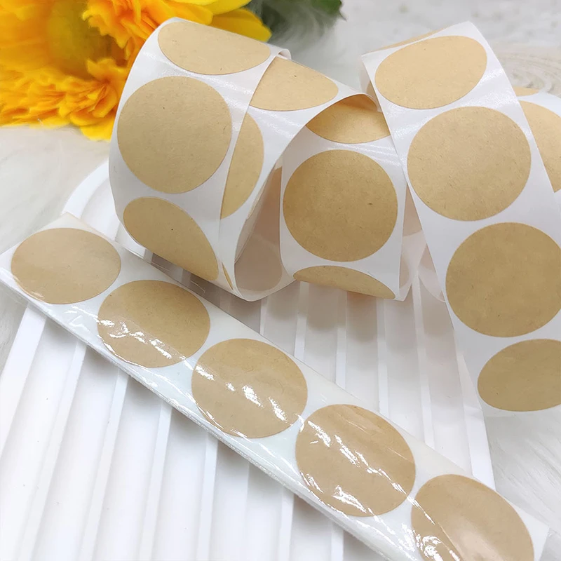 500 Blatt/Rolle Kraftpapier, blanko, rund, selbstklebend, dekorative Aufkleber, Aufkleber, DIY-Aufkleber, Backverpackung, Aufkleber, Etiketten Image