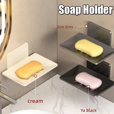 Household Bathroom No-Drill Wall Mounted Space Aluminum Soap Rack Drain Water to Prevent Rust Soap Storage Rack