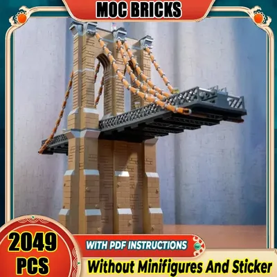 Stadt Street View Modell Moc Gebäude Ziegel Die Brooklyn Brücke Technologie Modulare Blöcke Geschenke Weihnachten Spielzeug DIY Sets Montage Image