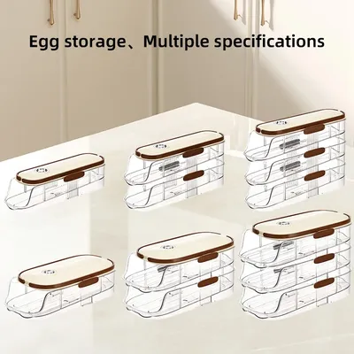 Large Egg shelf Holder for Fridge Egg Organizer Clear Plastic Egg Container Stackable Egg Dispenser and Storage Bin