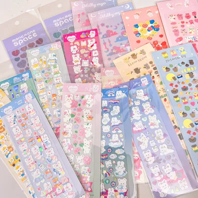SKYSONIC BOBO Flora Komplettset Serie Dekorative Aufkleber Kawaii Bär Kaninchen Koreanische Aufkleber Journal Junk Agenda Schreibwarenbedarf Image