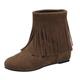 Generisch Cowboy Boots Women's Suede Ankle Boots Women's with Wedge Heel Elegant Chelsea Boots Tassels Ankle Boots Short Shaft Combat Boots Non-Slip Winter Boots Lightweight Snow Boots, brown, 2/2.5