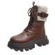 Western Boots Women's Round Toe Platform Ankle Boots Women's Lined Winter Boots with Lined Block Heel Tread Sole Combat Boots Half Height Riding Boots Non-Slip Snow Boots, brown, 6 UK