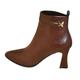Chelsea Boots Women's with Heel Ankle Boots Women's Leather Elegant Short Boots with Back Zip Ankle High Leather Shoes High Top Combat Boots PU Leather Boots Winter Boots, brown, 4 UK