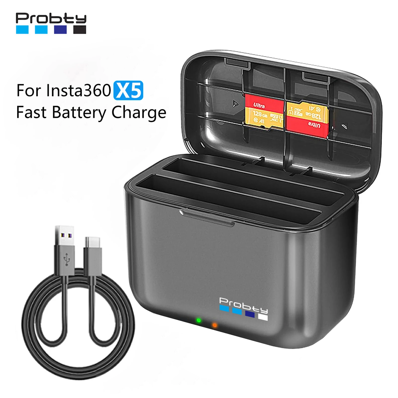 Fast Battery Charger for Insta360 X5 Dual Fast Charging Case Charger Hub for Insta 360 X5 Accessories
