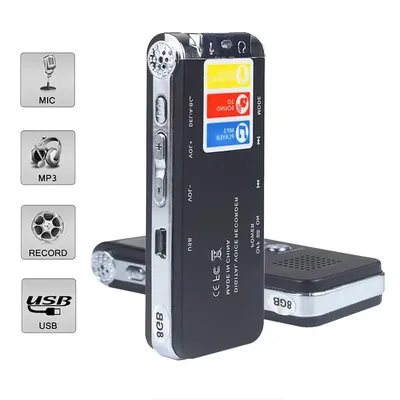 Digital Audio Voice Recorder 8GB High-Quality Intelligent Noise Reduction Recording Real Time Display with MP3 Player