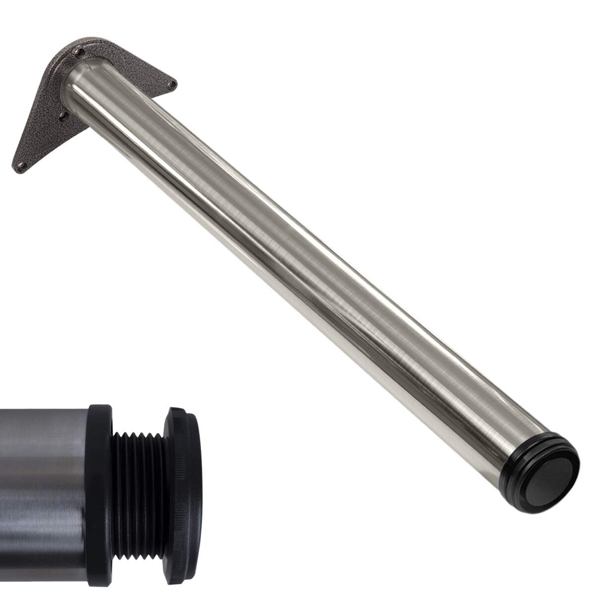 ID Dinkel Tischbeine höhenverstellbar Ø60mm Edelstahl Optik für Schreibtisch Esstisch Länge 1100mm Image