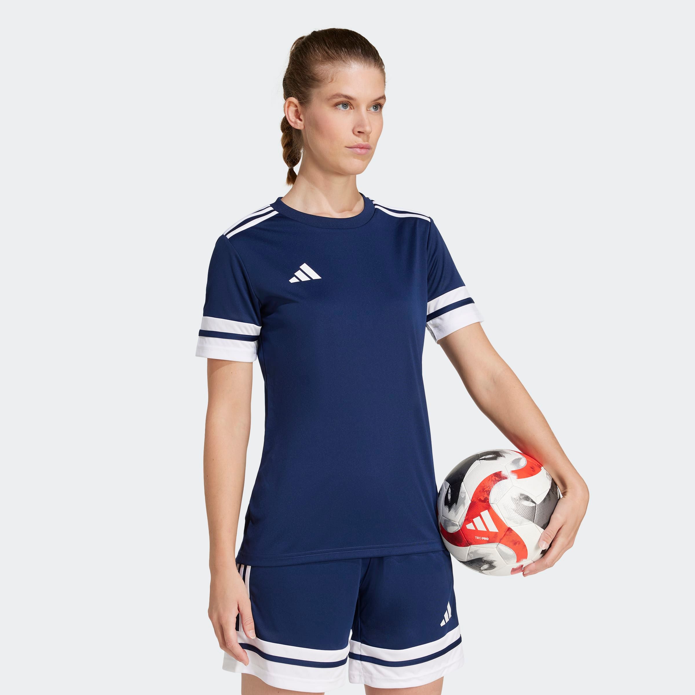 Fußballtrikot ADIDAS PERFORMANCE "SQUA25 JSY W", Damen, Gr. S, blau (team navy blau 2, weiß), Obermaterial: 100% Polyester, Rundhals, Trikots Fußballtrikot