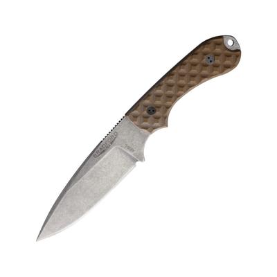 Bradford Knives Guardian 3.2 Fixed Blade Knife 7.13in Overall 3.5in Stonewash AEB-L Stainless Steel Blade Coyote Brown Sculpted G10 Handle Brown