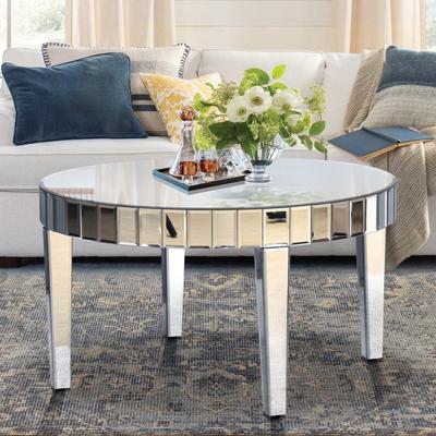 Starburst Mirror Mosaic Design End Table Glass Top Round Coffee Table