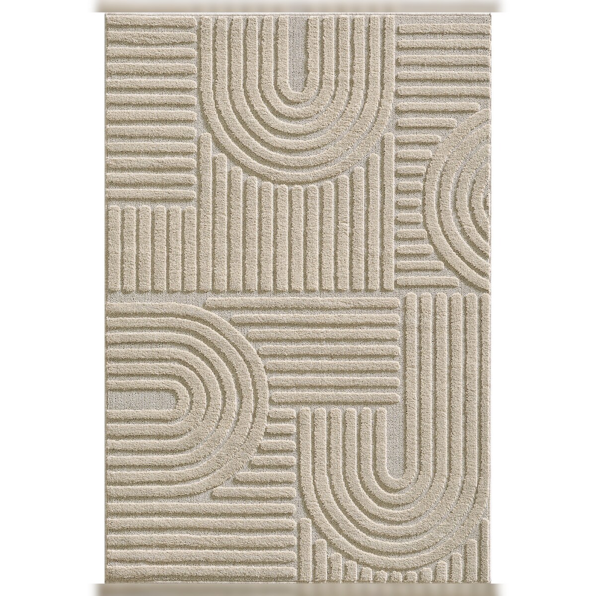 Teppich Hochflor Skandi-Boho Muster Polypropylen Wohnzimmer Beige Rechteckig 200x290 | Kadima Design Image