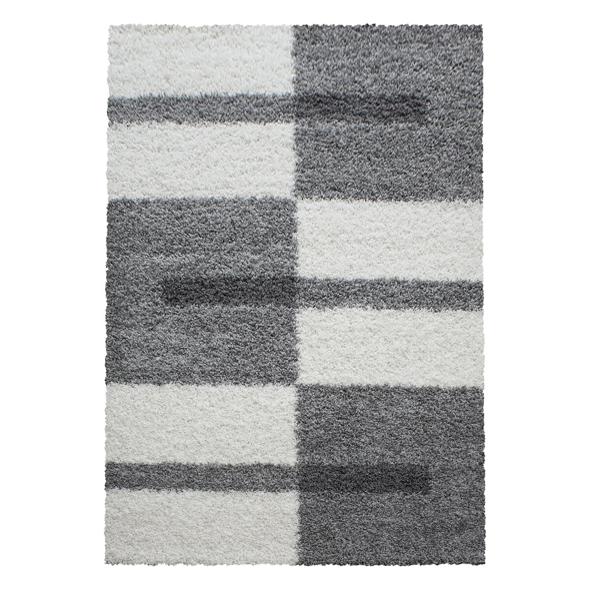 Teppich Waschbar Shaggy Kariert Kuschelig Strapazierfähig Schlafzimmer Esszimmer Hellgrau 100x200 cm OEKO-TEX – WATZMANN von Kadima Design Image