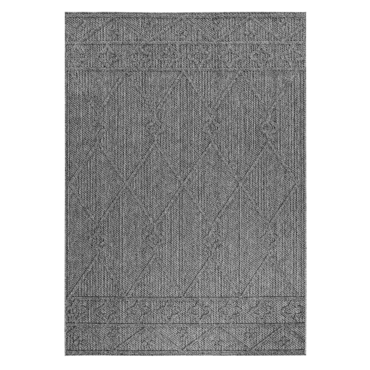 Teppich Outdoor Flachgewebe Berber-Muster Polypropylen Terrasse Grau Rechteckig 160x230 | Kadima Design Image