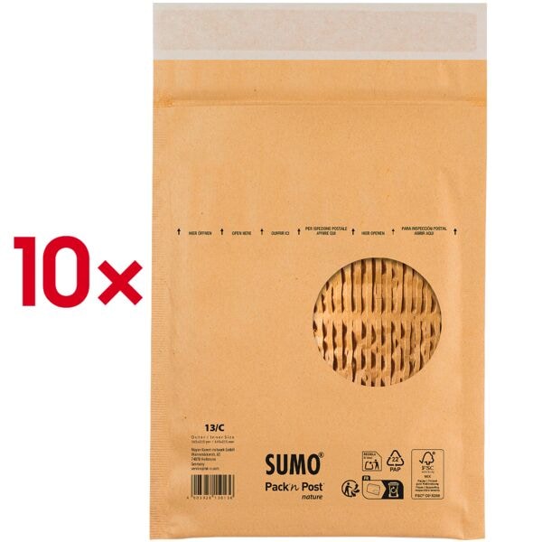 Mailmedia Papierpolster-Versandtasche SUMO® SU1519 ohne Fenster 10 Stück 315 × 445 mm braun