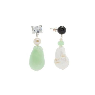 Embellished Sterling Drop Earrings - White - Completedworks Earrings