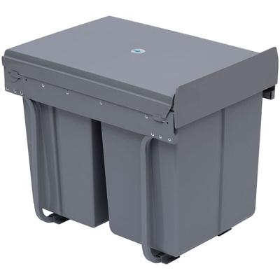 Homcom - Abfallsammler 1 x 20L + 2 x 10L Einbaumülleimer mit 3 Fächern ausziehbar Mülltrennsystem Image