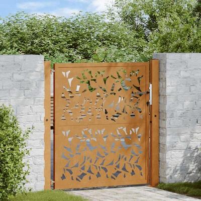 Gartentor 105x105 cm Wetterfester Stahl Blatt-Design - Vidaxl Image